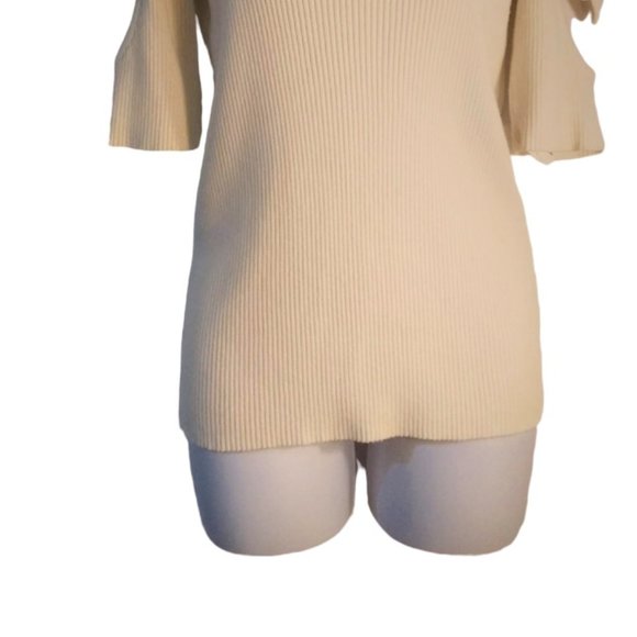 NEW CeCe Tie Sleeve Cold Shoulder Sweater - Picture 3 of 6